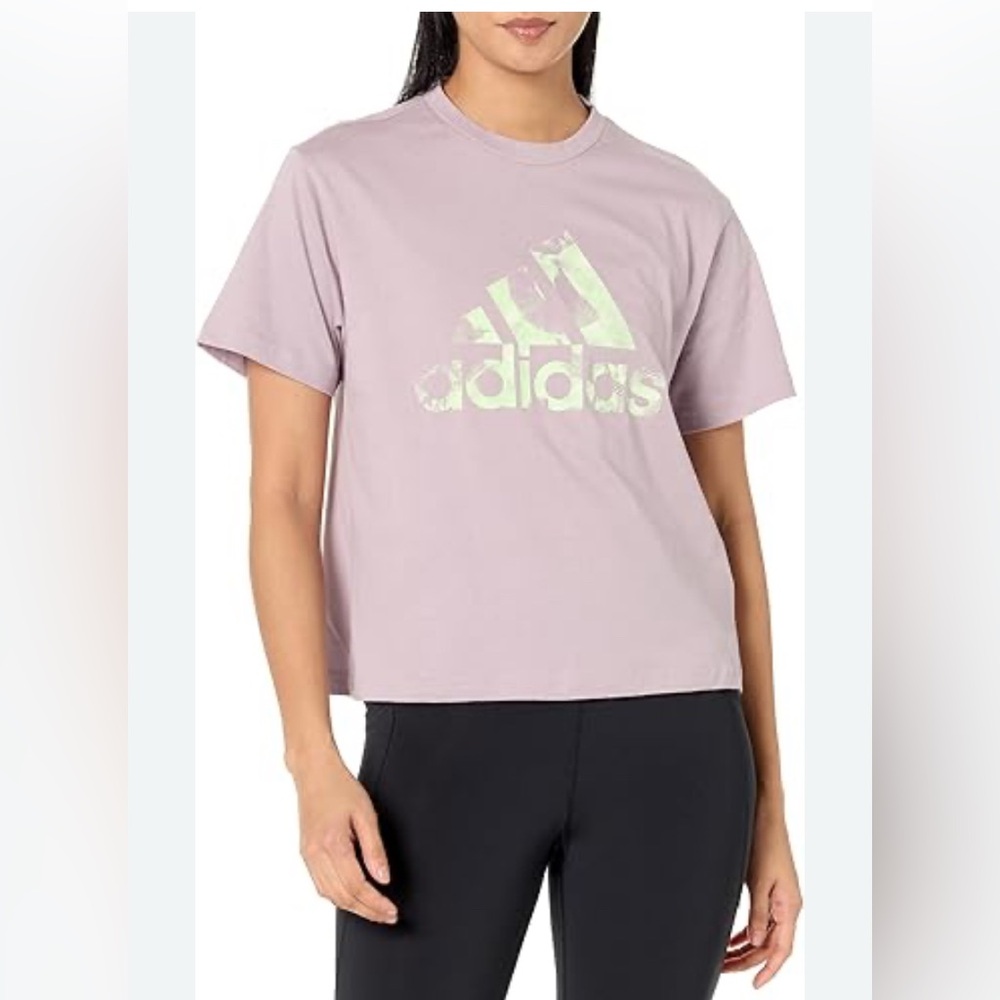 Adidas Women's Floral Graphic Big Logo T-Shirt L